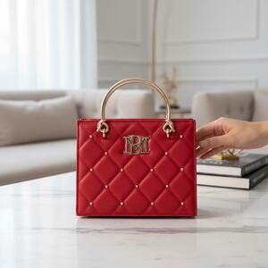 Badgley Mischka Faux leather Quilted Stud‎ mini tote NWT